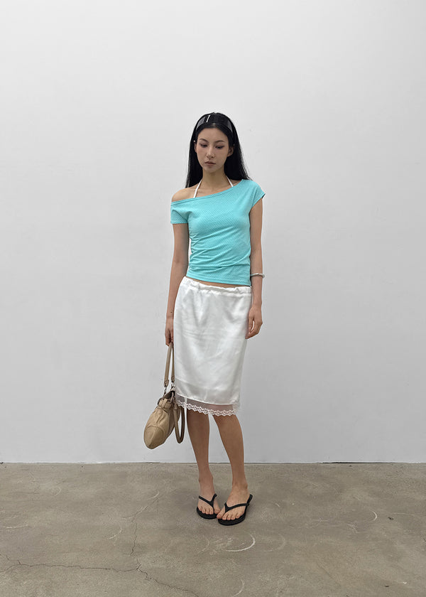Mondelang Lace Satin Midi Skirt