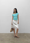 Unleng Jacquard Off-shoulder Short Sleeve Tee
