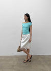 Unleng Jacquard Off-shoulder Short Sleeve Tee