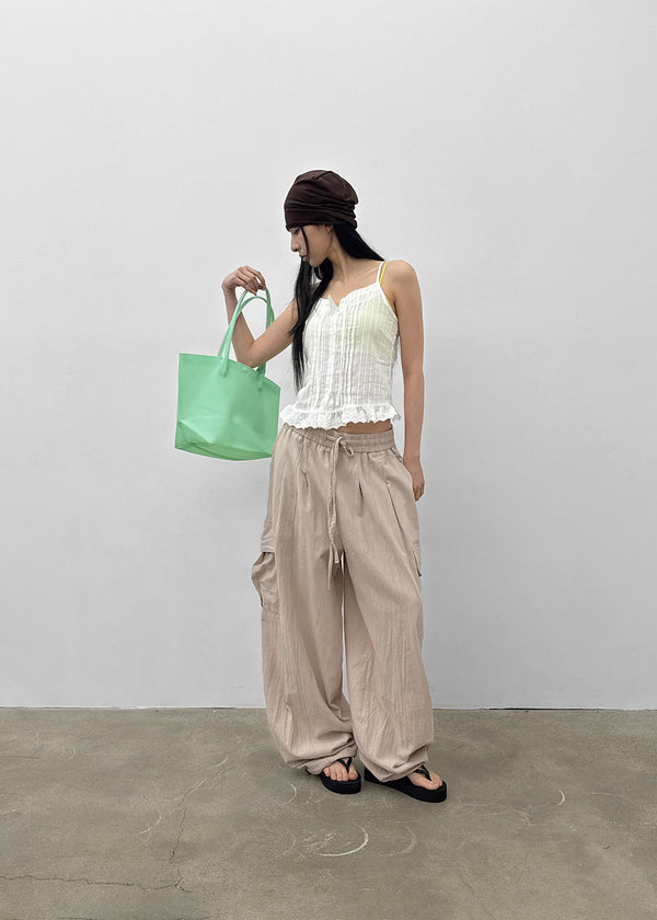 (UNISEX) Polset Wide Linen Cargo Pants