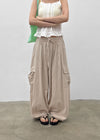 (UNISEX) Polset Wide Linen Cargo Pants