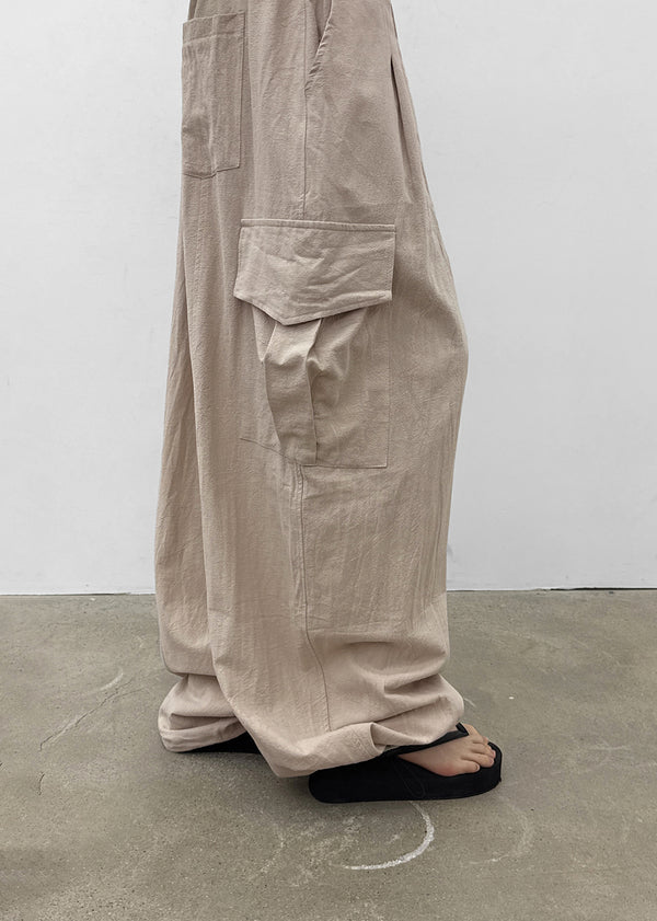 (UNISEX) Polset Wide Linen Cargo Pants