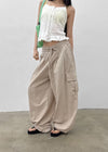 (UNISEX) Polset Wide Linen Cargo Pants