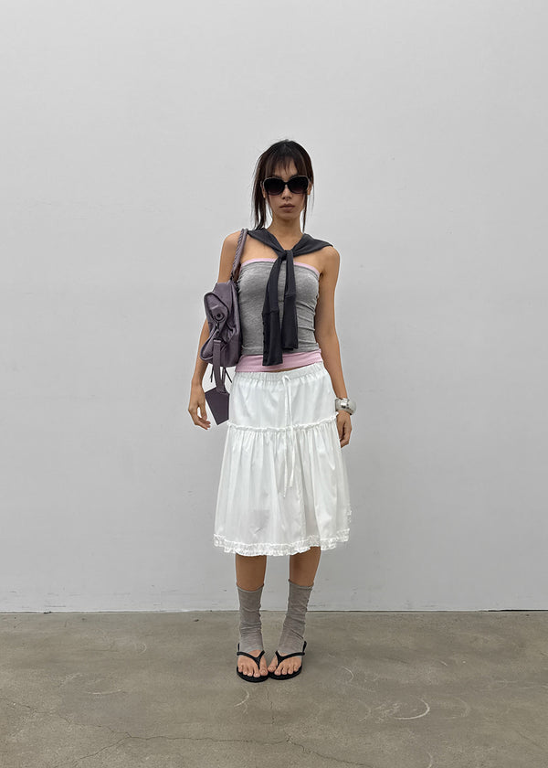 Mirage Frill Banding Midi Skirt
