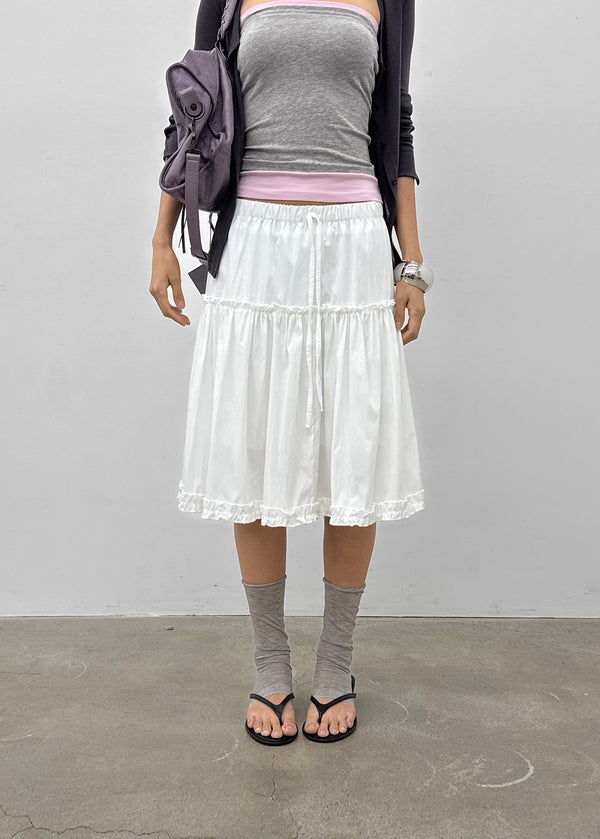 Mirage Frill Banding Midi Skirt
