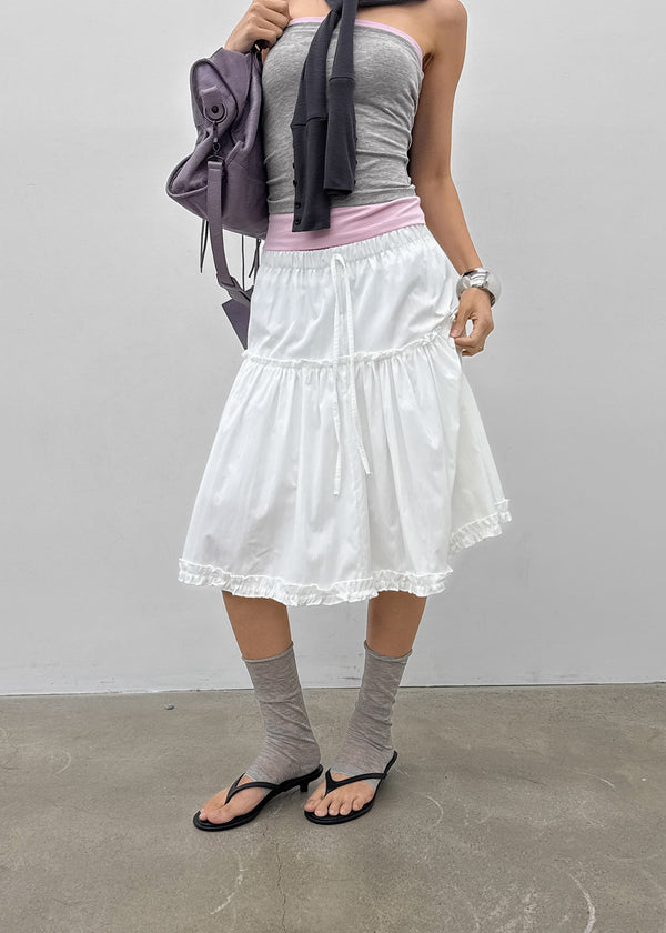 Mirage Frill Banding Midi Skirt