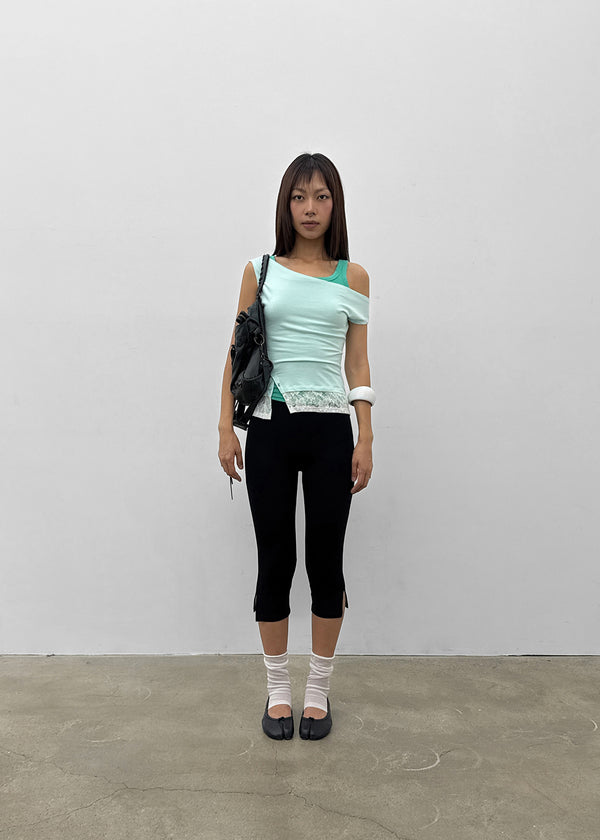 Rust Slit Banding Capri Pants