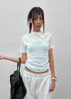 Coated Half-neck Button Short-sleeve Tee