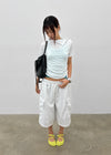 Coated Half-neck Button Short-sleeve Tee