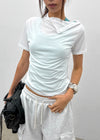 Coated Half-neck Button Short-sleeve Tee