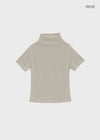 Coated Half-neck Button Short-sleeve Tee