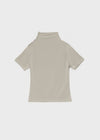 Coated Half-neck Button Short-sleeve Tee