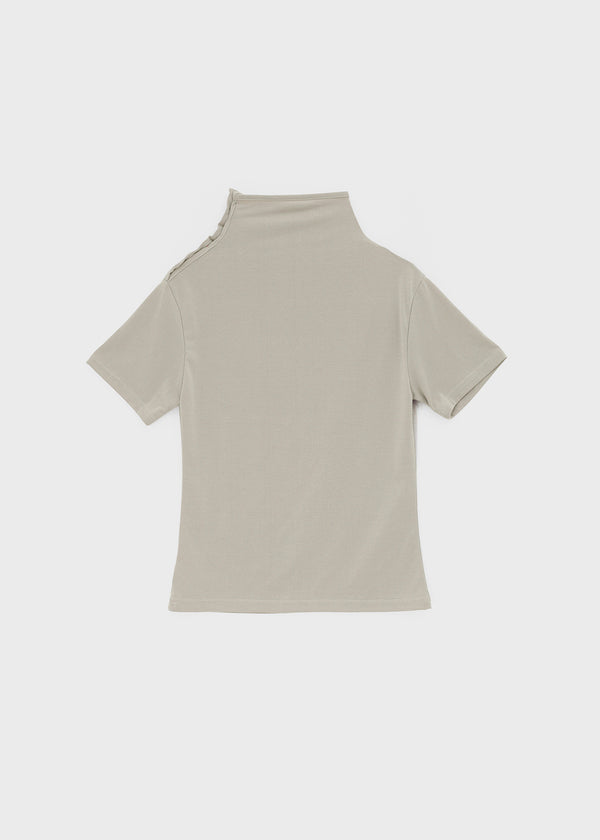 Coated Half-neck Button Short-sleeve Tee