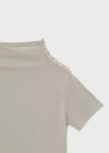 Coated Half-neck Button Short-sleeve Tee