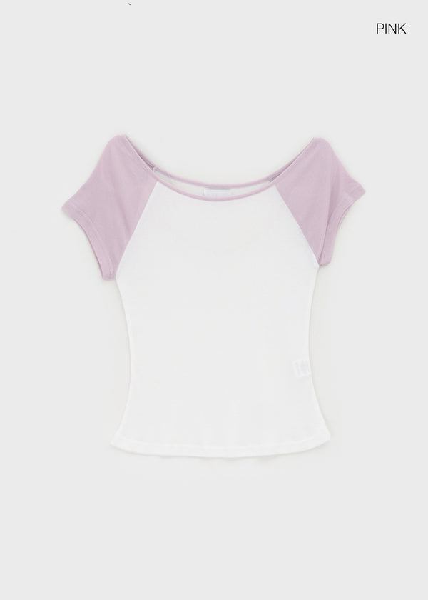Thomaston Raglan Off-Shoulder Short Sleeve Tee