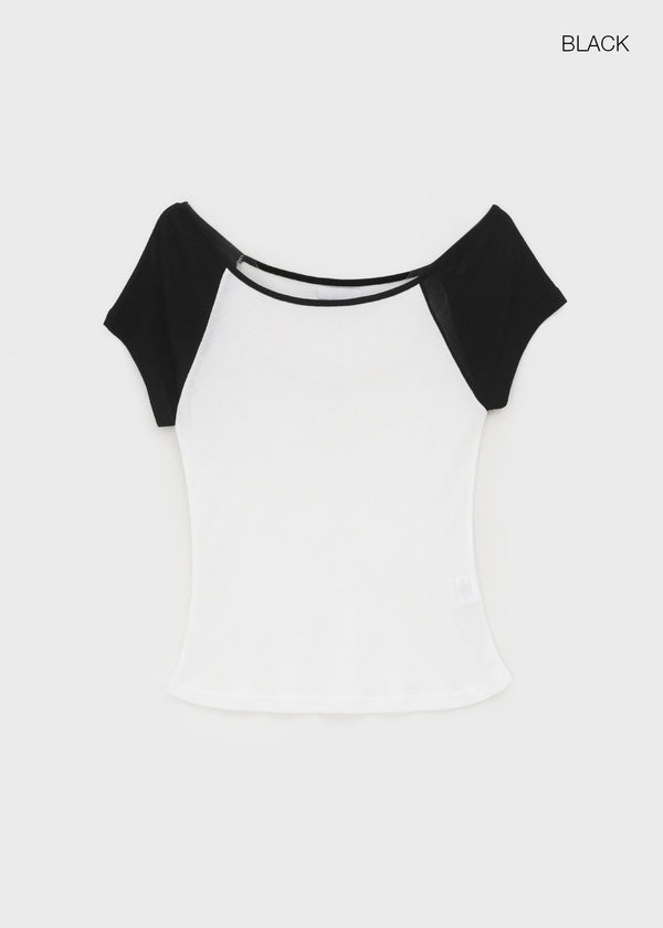 Thomaston Raglan Off-Shoulder Short Sleeve Tee