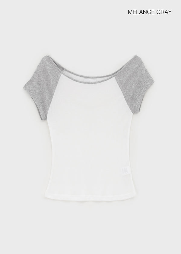Thomaston Raglan Off-Shoulder Short Sleeve Tee