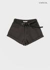 Nicket Roll-up Cotton Shorts (Belt Set)