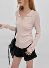 Tinta Ribbed Collared Long Sleeve Tee