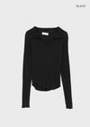 Tinta Ribbed Collared Long Sleeve Tee