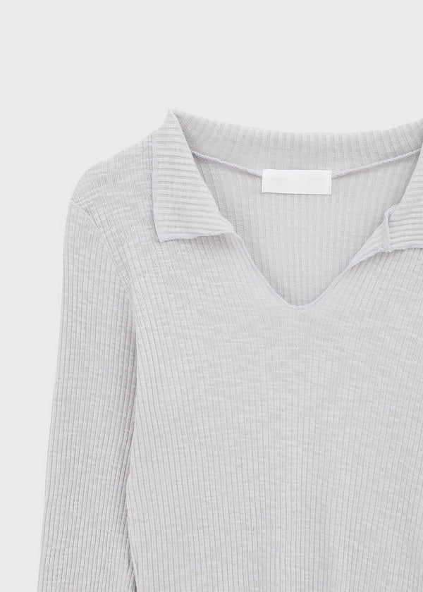 Tinta Ribbed Collared Long Sleeve Tee