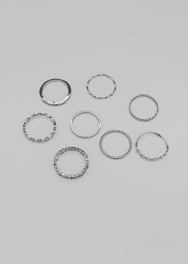Somte 8-piece silver ring set