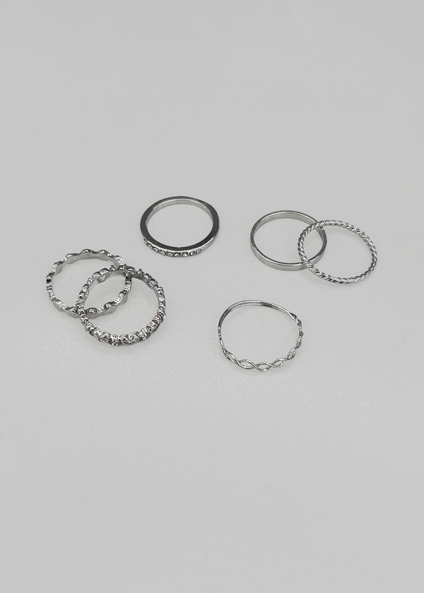 Somte 8-piece silver ring set