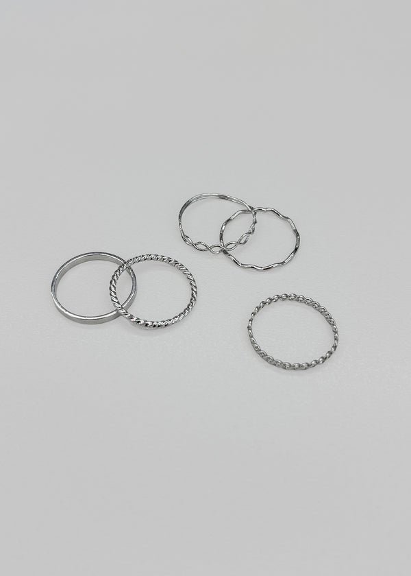 Somte 8-piece silver ring set