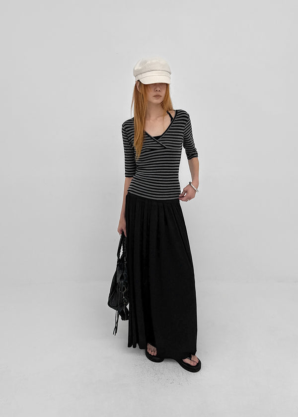 Quartz Stripe Wrap Half-Sleeve Tee