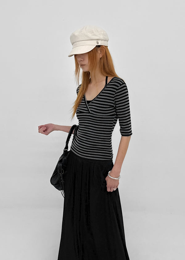 Quartz Stripe Wrap Half-Sleeve Tee