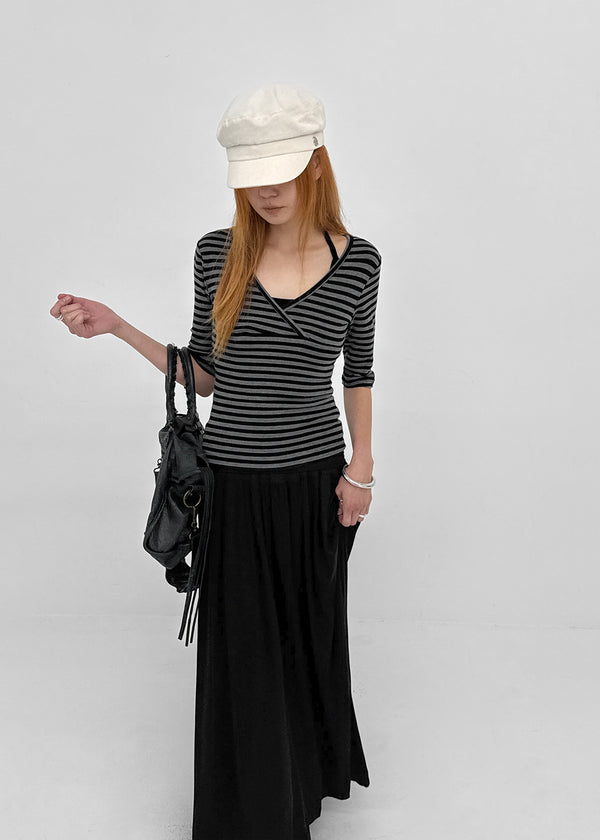 Quartz Stripe Wrap Half-Sleeve Tee