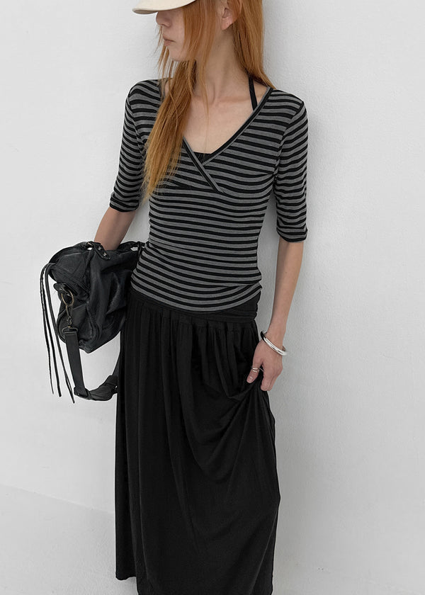Quartz Stripe Wrap Half-Sleeve Tee