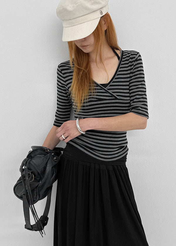 Quartz Stripe Wrap Half-Sleeve Tee
