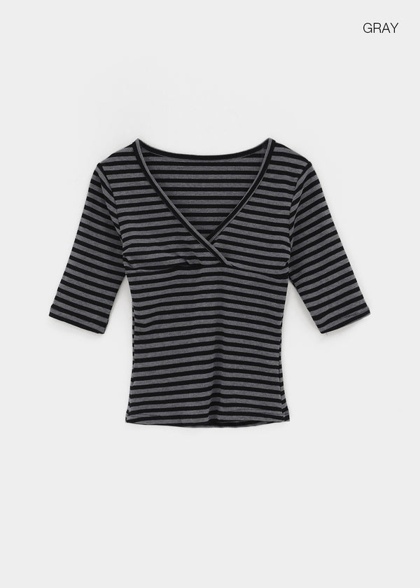 Quartz Stripe Wrap Half-Sleeve Tee