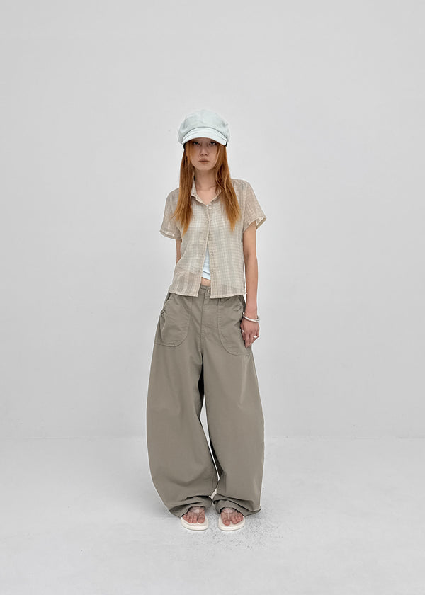 Tumple Shirred Wide Balloon Pants