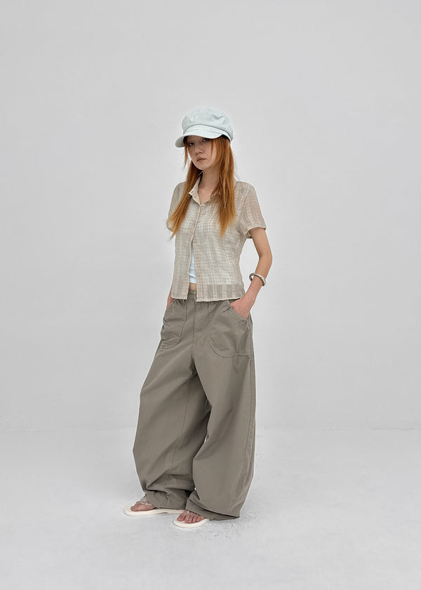Tumple Shirred Wide Balloon Pants