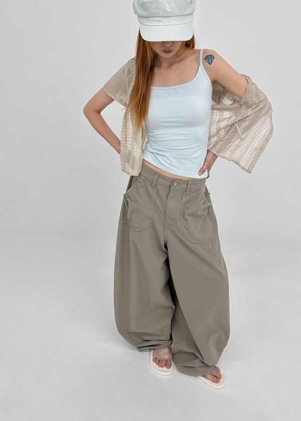Tumple Shirred Wide Balloon Pants