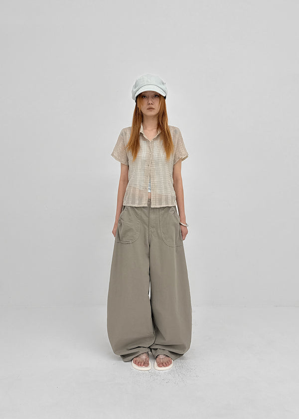 Tumple Shirred Wide Balloon Pants