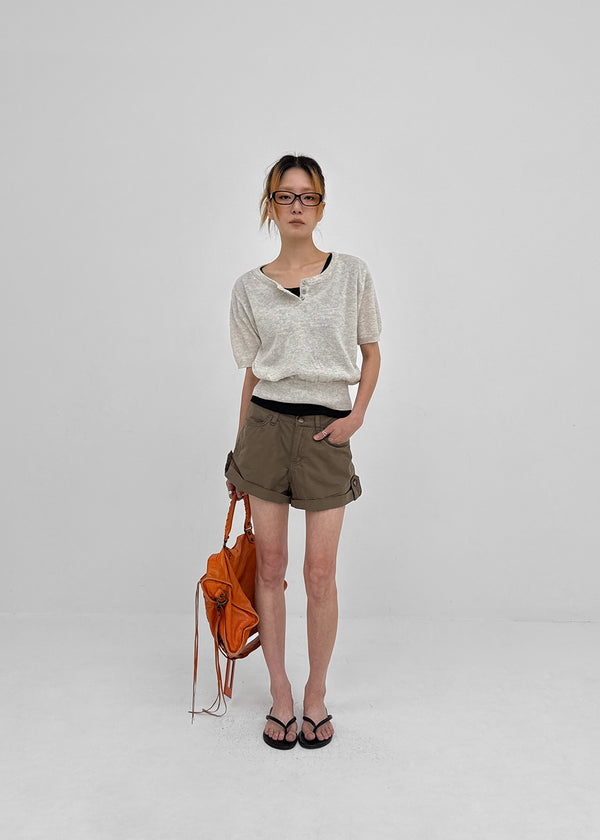 Mirage Henley Neck Summer Short Sleeve Knit