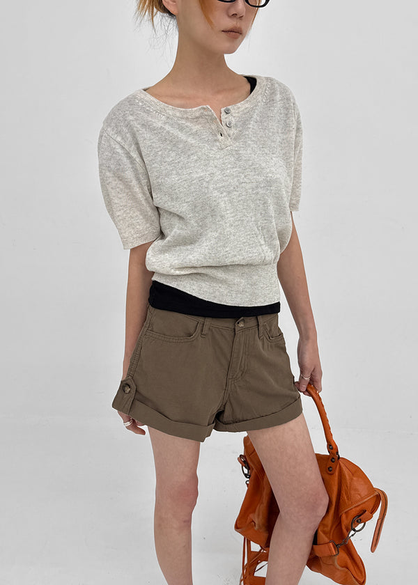 Mirage Henley Neck Summer Short Sleeve Knit