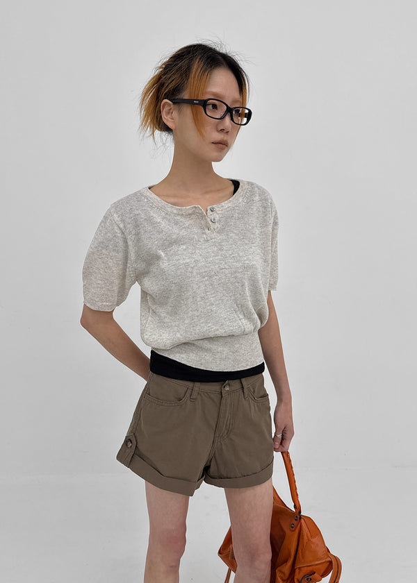 Mirage Henley Neck Summer Short Sleeve Knit