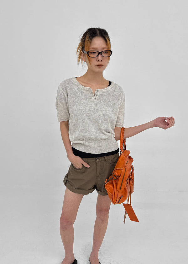 Mirage Henley Neck Summer Short Sleeve Knit