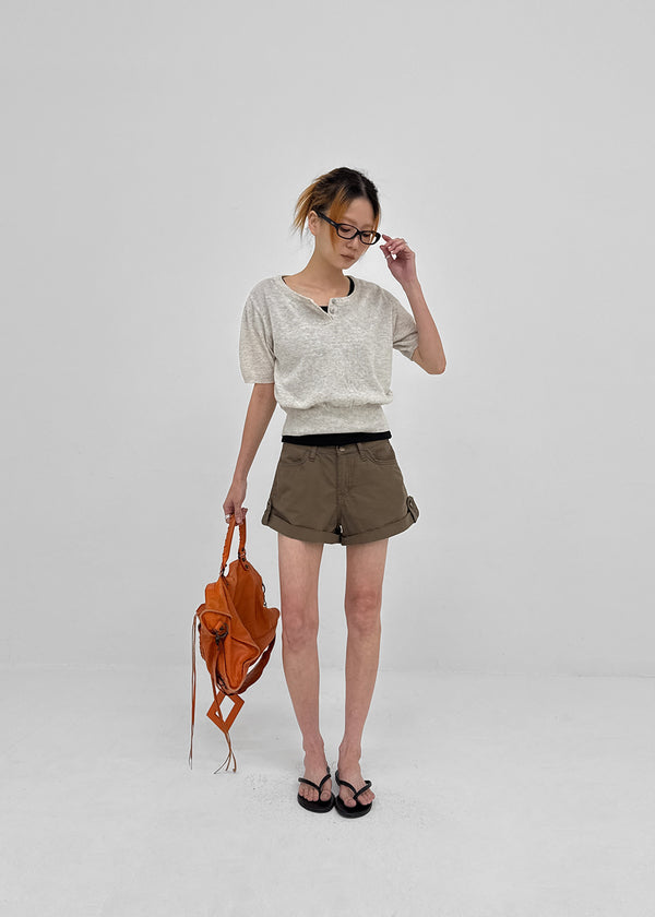 Mirage Henley Neck Summer Short Sleeve Knit