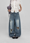 Chemnock Washed Distressed Wide Denim Pants