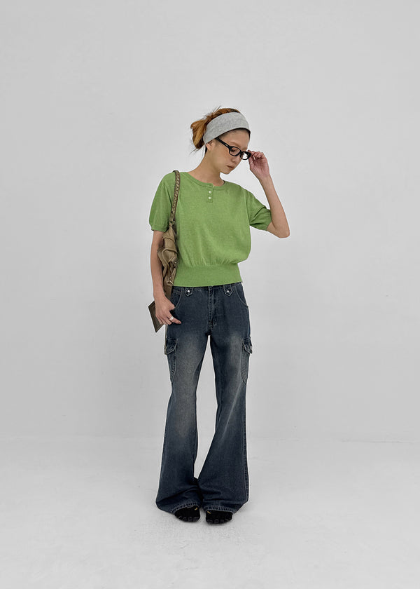 Mirage Henley Neck Summer Short Sleeve Knit