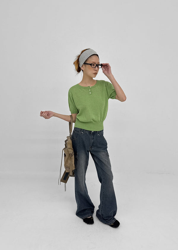 Mirage Henley Neck Summer Short Sleeve Knit