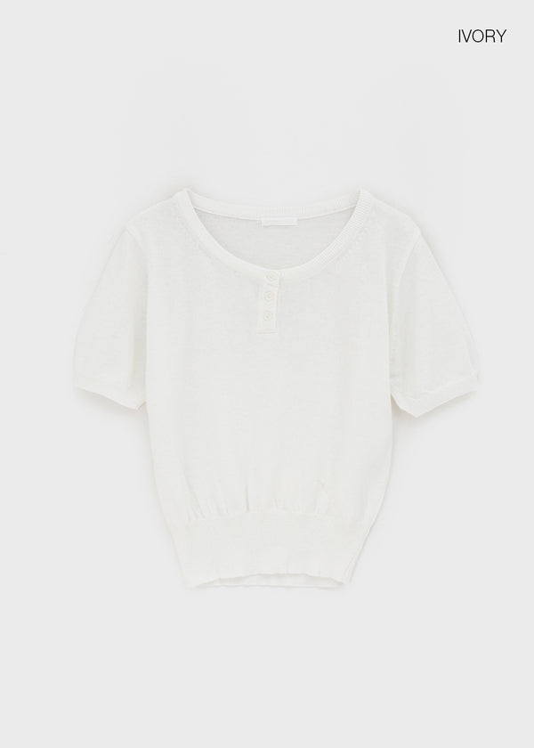 Mirage Henley Neck Summer Short Sleeve Knit