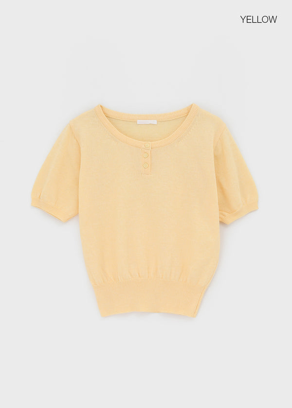 Mirage Henley Neck Summer Short Sleeve Knit