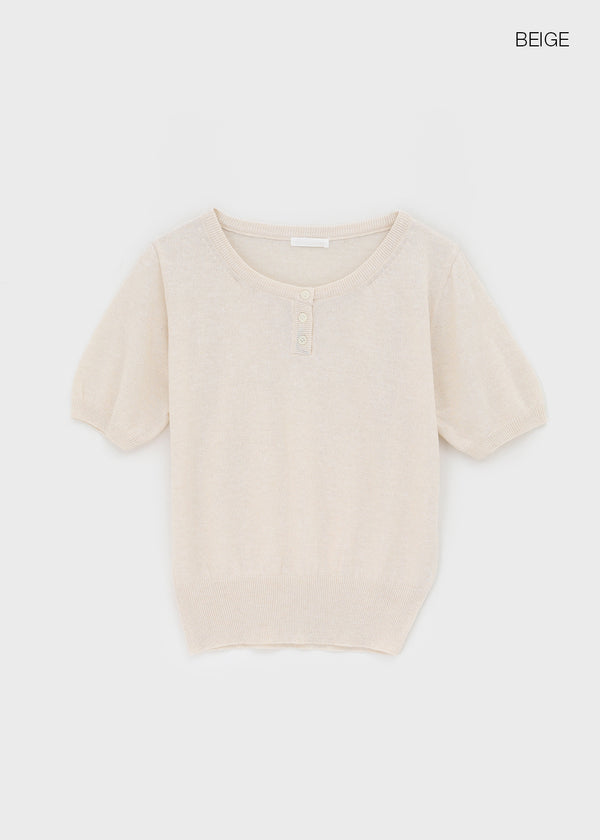 Mirage Henley Neck Summer Short Sleeve Knit