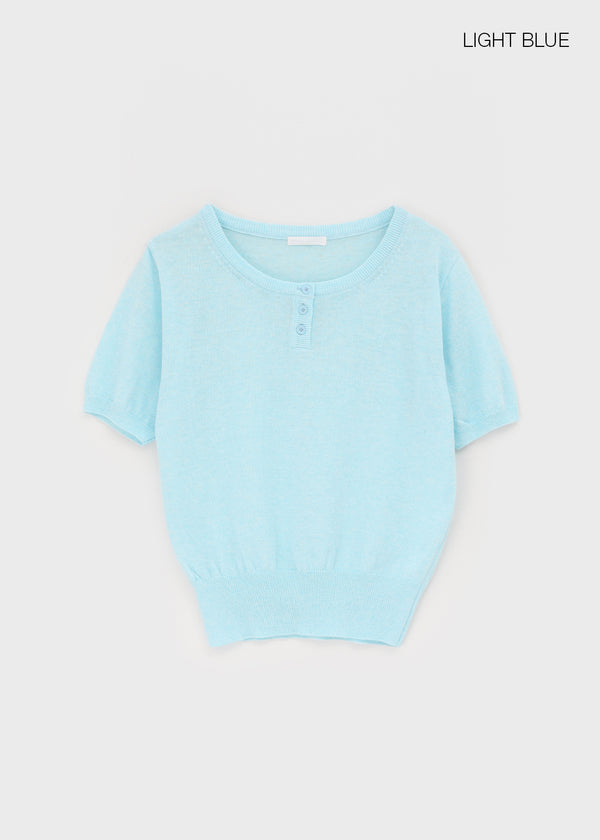 Mirage Henley Neck Summer Short Sleeve Knit